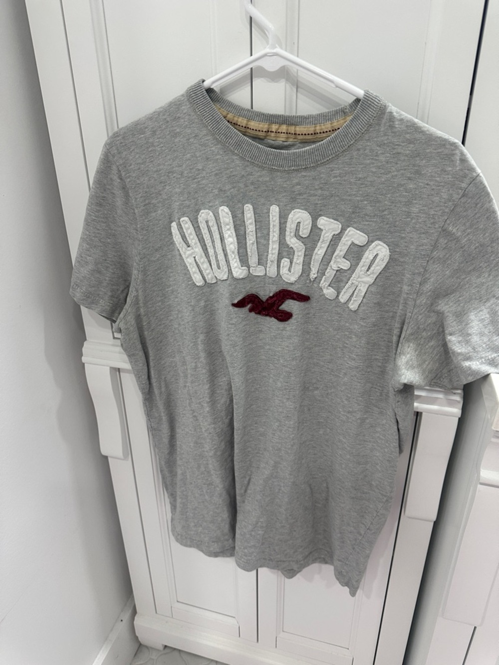 VINTAGE Hollister Gray Short-Sleeve Logo Tee with Burgundy Seagull